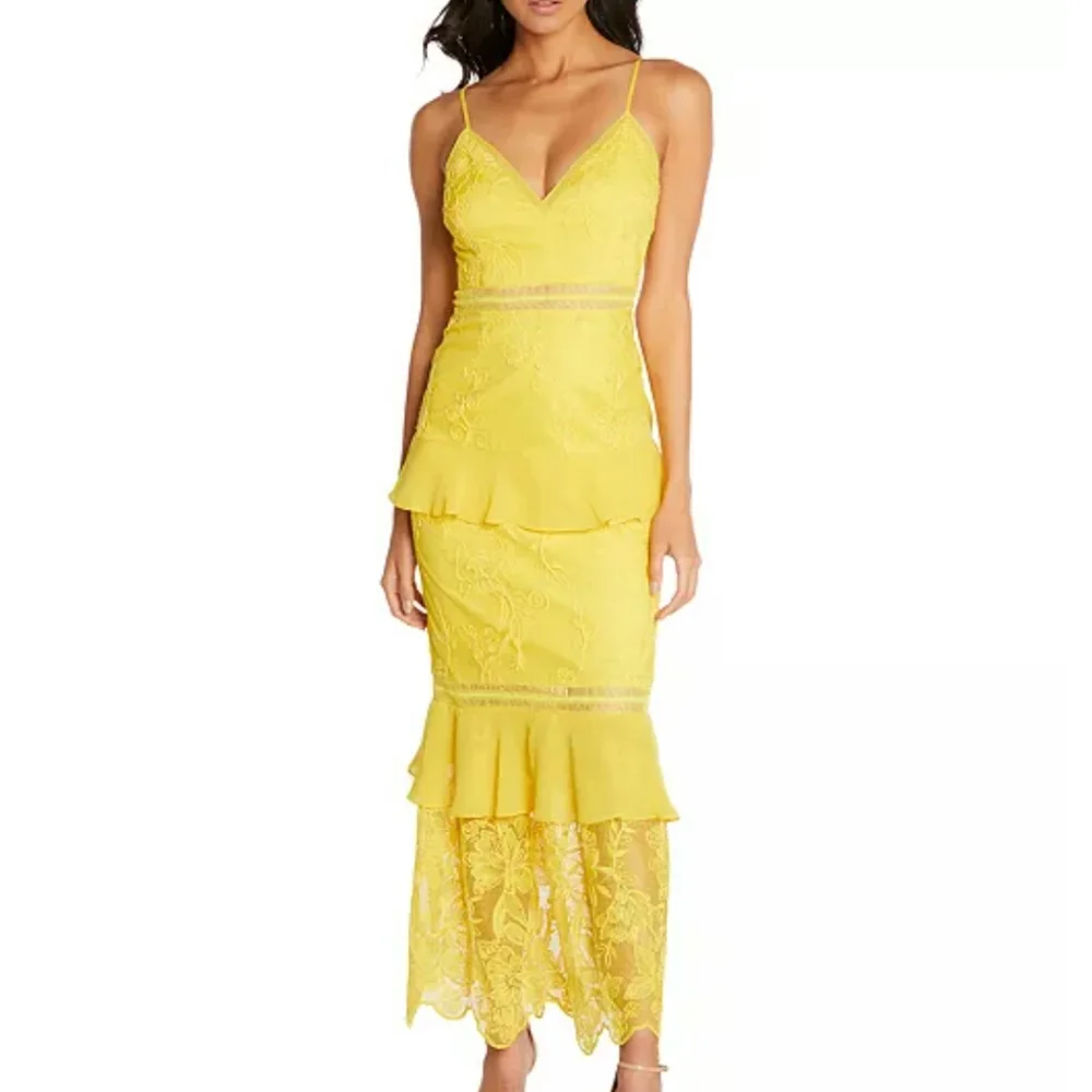 -NWT- Aidan Mattox Tiered Floral Lace Dress 2 - Picture 2 of 16